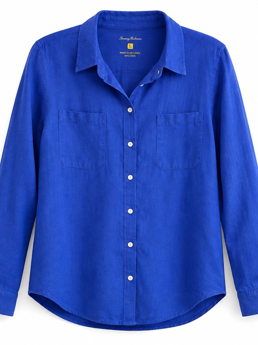 Lilly Pulitzer 100% Linen Blue Button Down Shirt Size L